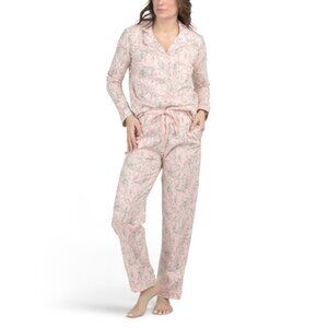 POPPY & CLAY Pink Organic Cotton Notch Collar Pajama Set